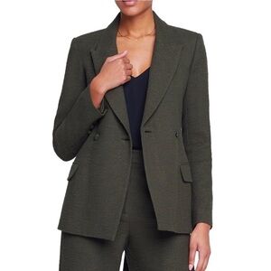 NWT L’AGENCE Jordana Wrap Blazer Medium Olive Green Belted Designer Jacket